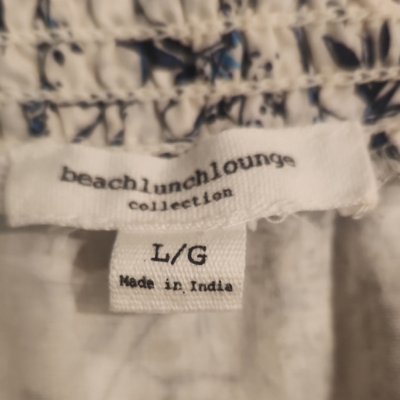 Beach lunch lounge White and Blue Smocked Mini Skirt - Picture 2 of 3